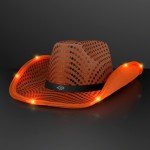 Custom Shiny Orange Cowboy Hat with Black Band - Domestic Print