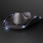 Promotional Light Up Dark Silver Cowboy Hat with Black Band - Domestic Print