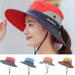 Logo Printed outdoors UV Protection Foldable Mesh Wide Brim Hat