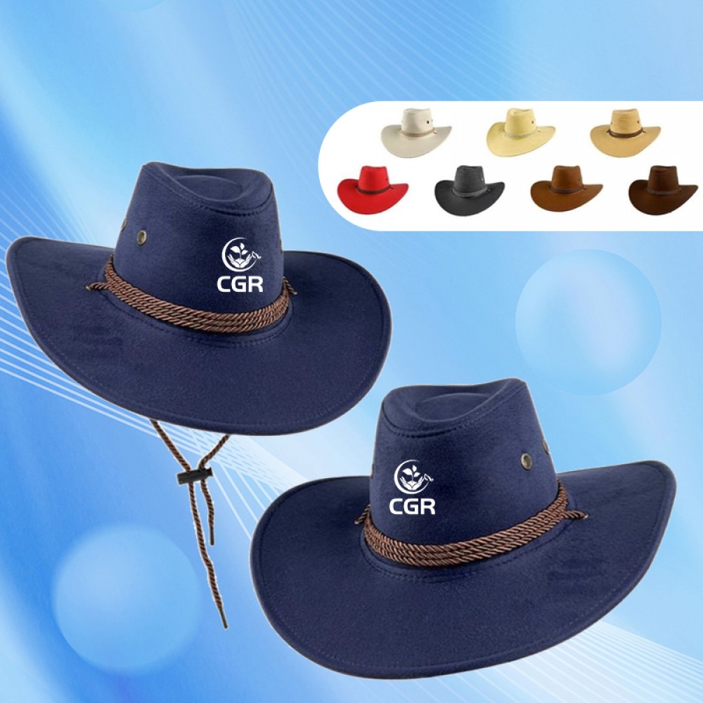 Branded Wide Brim Suede Cowboy Hat