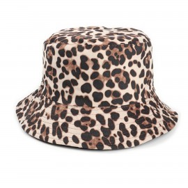 Logo Printed Leopard print fisherman hat  Logo Printed Leopard print fisherman hat