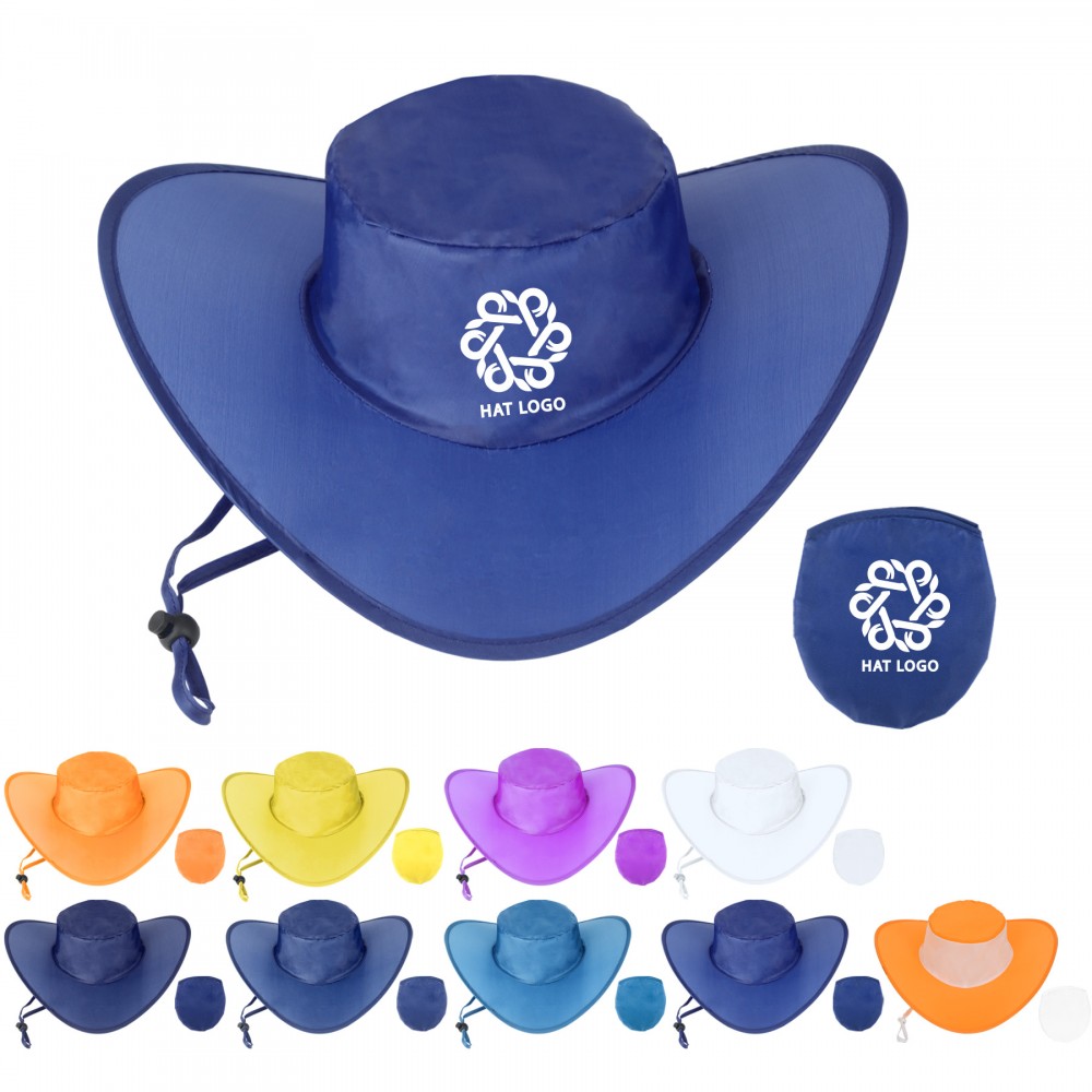 Custom Foldable Polyester Cowboy Hat With Pouch