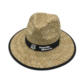 Branded Lifeguard Straw Hat w/Custom Ribbon Band
