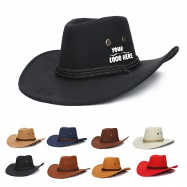 Branded Faux Felt Leather Suede Cowboy Hat