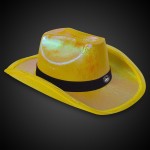 Personalized Yellow Iridescent Light Up Cowboy Hat(Black Imprinted Band)