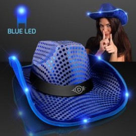 Customized Blue Cowboy Hat w/Blue Lights Brim