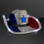 Logo Printed Red White & Blue LED Cowboy Hat