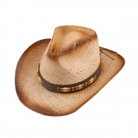 Branded Raffia Tinted Cowboy Straw Hat