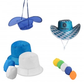Branded Folding Polyester Cowboy Hat With Matching Pouch