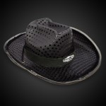 Branded BLACK SEQUIN LED COWBOY HAT(Black Imprinted Band)