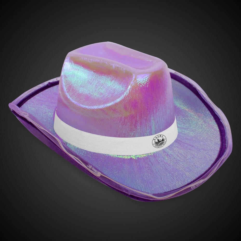 Customized Purple Iridescent Light Up Cowboy Hat(White Imprinted Band)