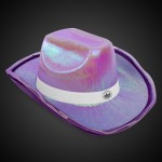 Personalized Purple Iridescent Light Up Cowboy Hat(White Imprinted Band)