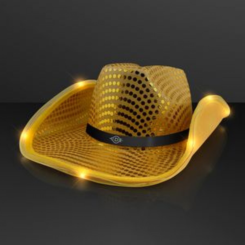 Personalized Shiny Gold Cowboy Hat with Black Band - Domestic Print