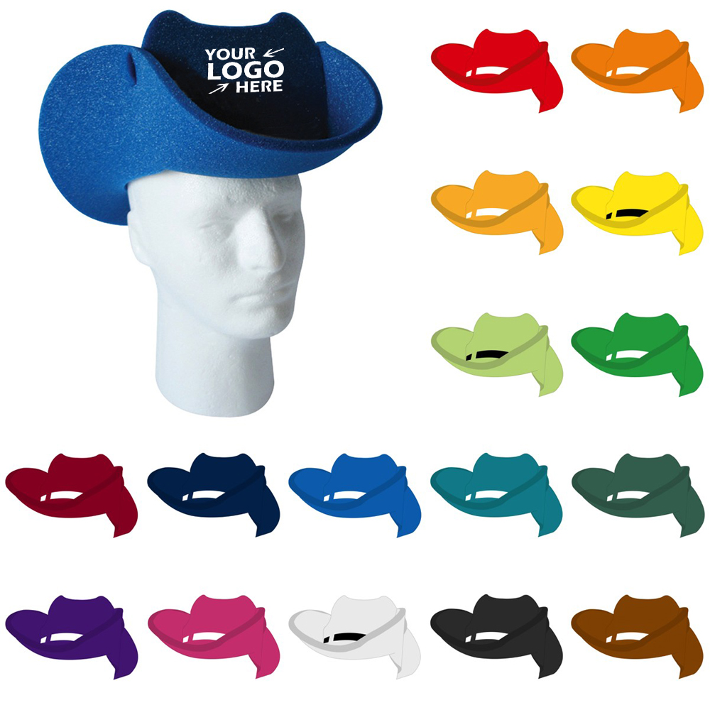 Branded Foam Cowboy Hat with Pop-Up Visor