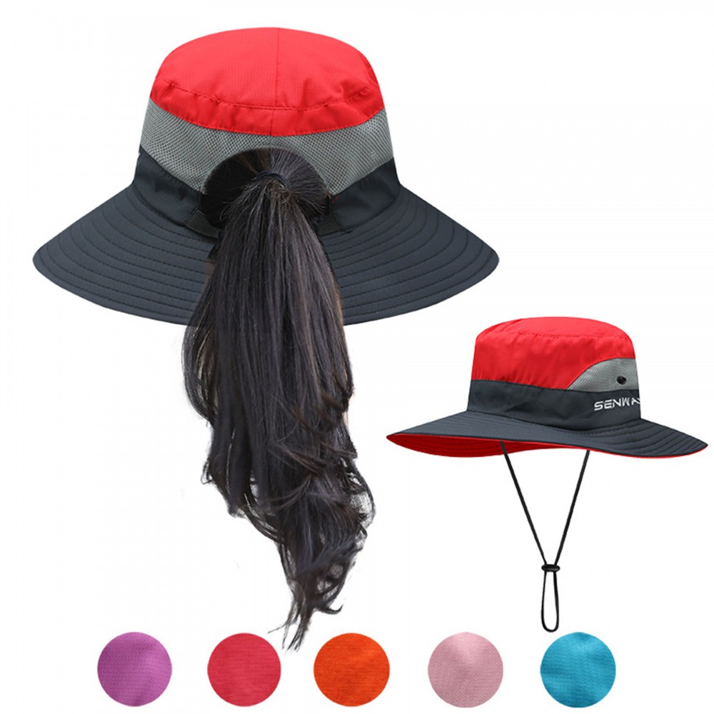 Customized Women's UV Protection Ponytail Sun Hat