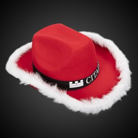 Custom Santa Cowboy Hat w/ White Trim