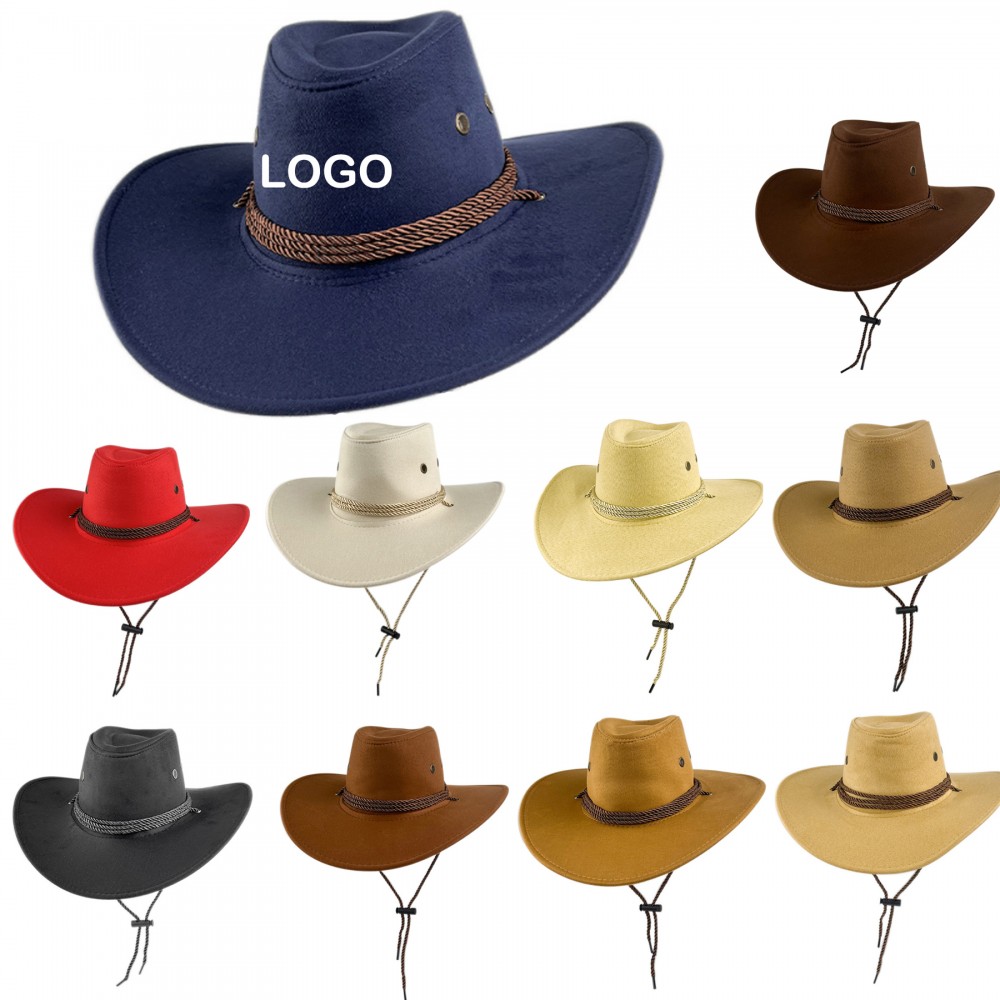 Customized Western Suede Cowboy Hat With Wide Brim