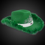 Customized Green Light Up Cowboy Hat w/ Tiara and Feather(White Imprinted Band)