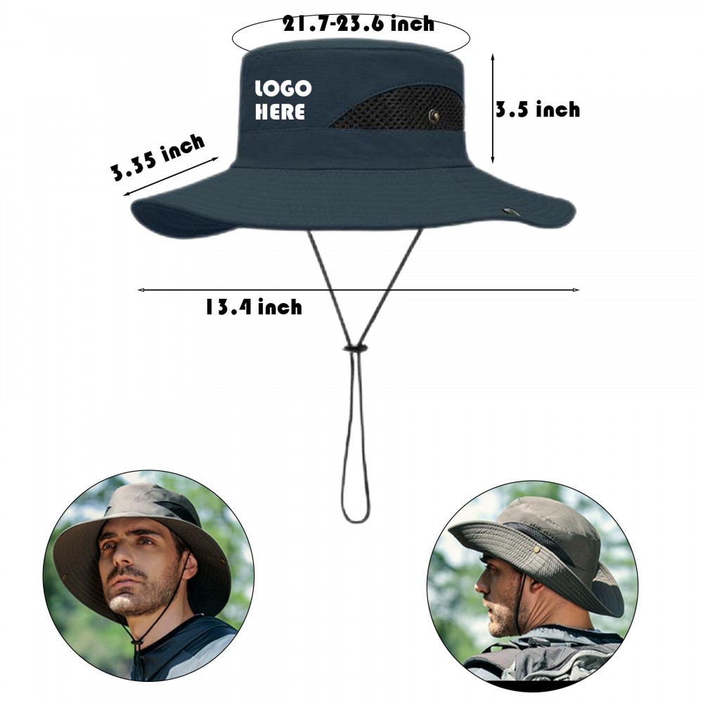 Personalized Summer Fishing Wide Brim Bucket Hat W/Adjustable Drawstring Personalized Summer Fishing Wide Brim Bucket Hat W/Adjustable Drawstring