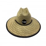 Customized Natural Straw Lifeguard Hats W/Chin Cord & Sliding Cord Lock
