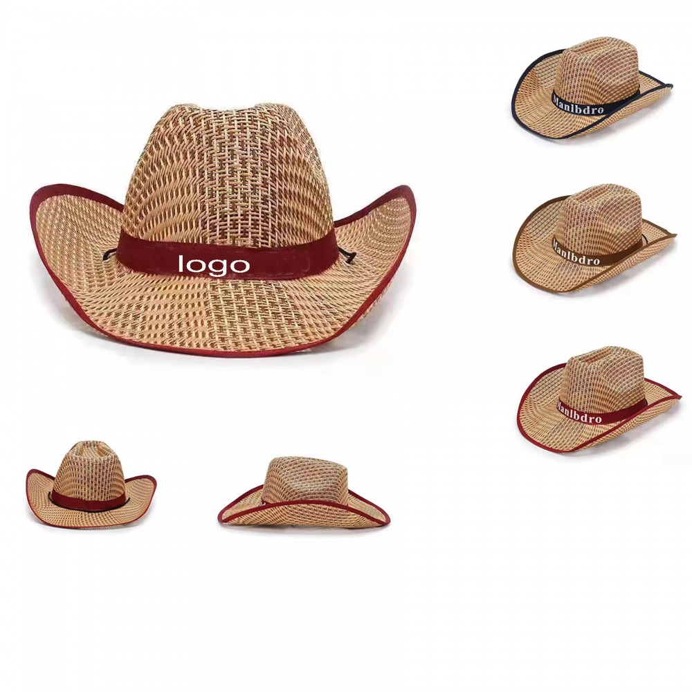 Personalized Adult Wide Brim Straw Summer Cowboy Hat
