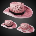 Promotional Pink Light Up Sequin Cowboy Hat(Blank)