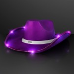 Personalized Shiny Light Up Purple Cowboy Hat w/ White Band - Domestic Print