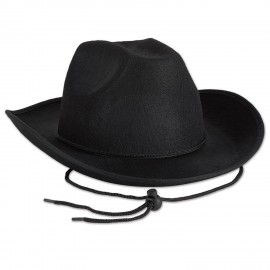 Personalized Black Felt Cowboy Hat w/A Band w/A Custom Printed Faux Leather Icon