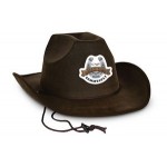 Customized Faux Brown Leather Western Hat w/A Custom Printed Faux Leather Icon