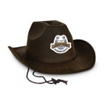 Custom Faux Brown Leather Western Hat w/A Custom Printed Faux Leather Icon