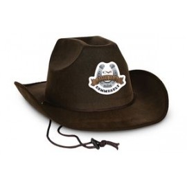 Custom Faux Brown Leather Western Hat w/A Custom Printed Faux Leather Icon
