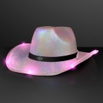 Branded Light Up Iridescent Space Cowgirl Hat w/ Black Band - Domestic Print