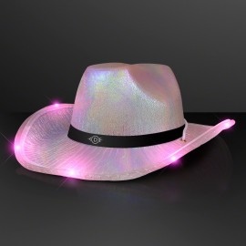 Customized Light Up Iridescent Space Cowgirl Hat w/ Black Band - Domestic Print