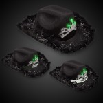 Promotional Black Light Up Cowboy Hat w/ Tiara and Feather(Blank)