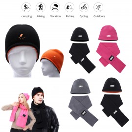 Customized Polar Fleece Beanie Hat with Scarf  Customized Polar Fleece Beanie Hat with Scarf