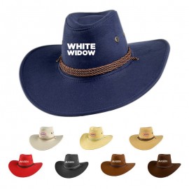 Logo Printed Western Cowboy Hat With Cords