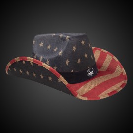 Branded Vintage Patriotic Cowboy Hat(Black Imprinted Band)