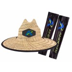 Logo Printed Straw Hat With Athletic Arm Sleeves Set