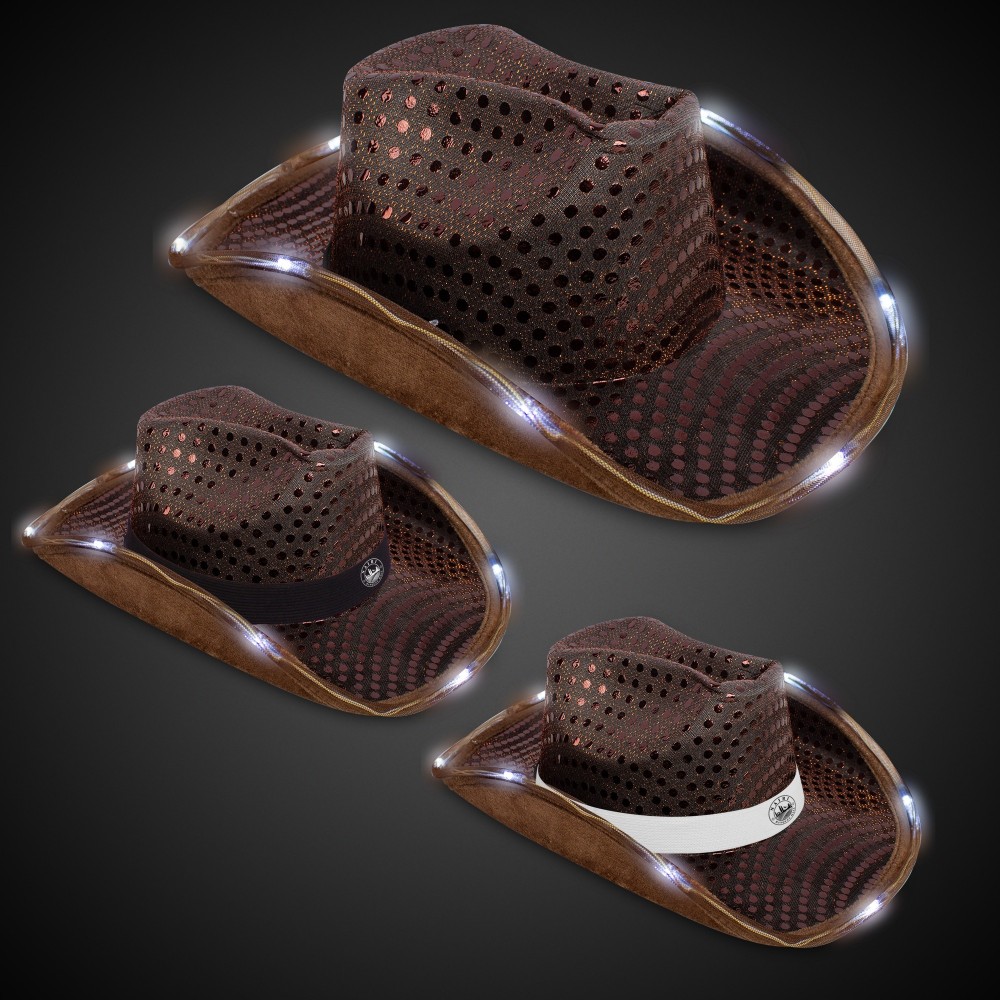 Customized Brown Light Up Sequin Cowboy Hat(Blank) Customized Brown Light Up Sequin Cowboy Hat(Blank)