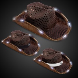 Customized Brown Light Up Sequin Cowboy Hat(Blank)