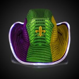 Promotional Mardi Gras LED Sequin Cowboy Hat