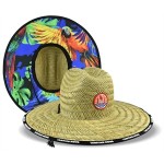 Personalized MOQ 50 Lifeguard Straw Hat - Full Color Under brim Imprint + Full Color Patch