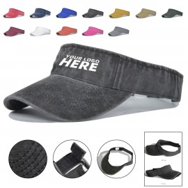 Logo Printed Washed Cotton Sport Sun Visor Hat