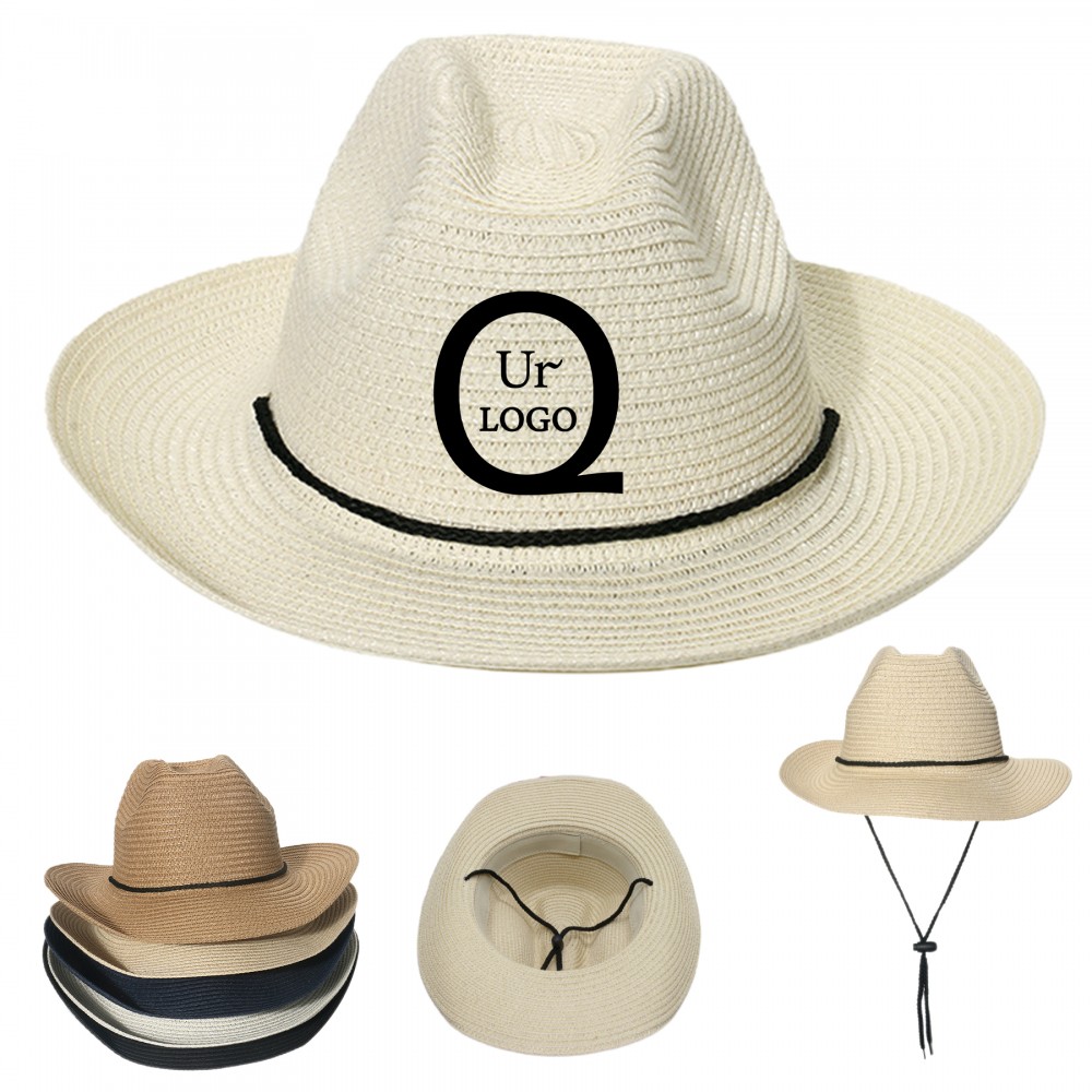 Logo Printed Summer Unisex Cowboy Straw Hat Logo Printed Summer Unisex Cowboy Straw Hat