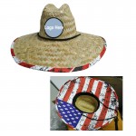 Promotional Rush Straw Cowboy Hat w/ Various Patch & Under Brim