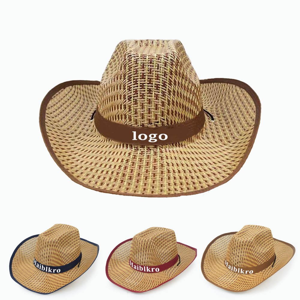 Personalized Curved Straw Cowboy Visor Hat