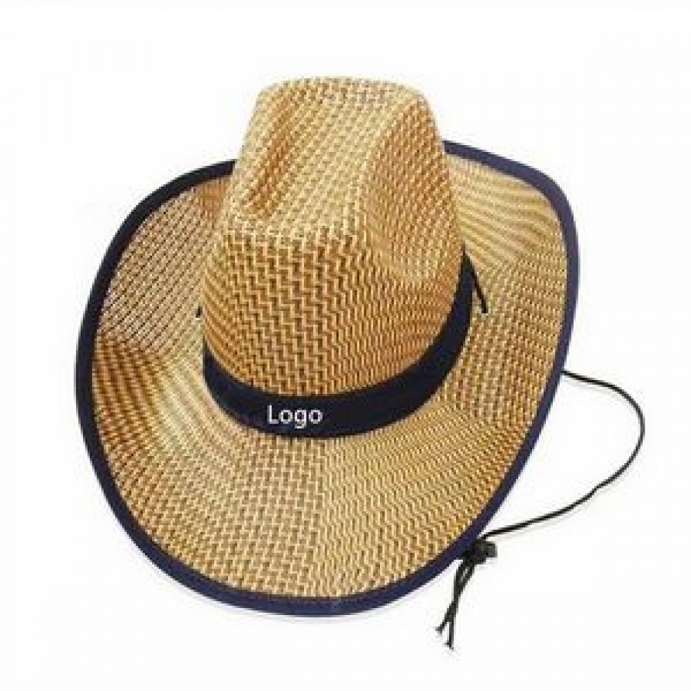 Custom Unisex Cowboy Hat Straw Hat Wide Brim
