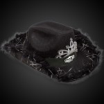 Customized Black Light Up Cowboy Hat w/ Tiara and Feather(Black Imprinted Band)