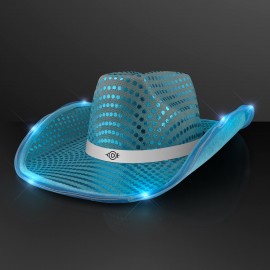 Custom Turquoise Cowboy Hat with White Band - Domestic Print