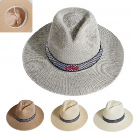 Logo Printed Lifeguard Sun Protective Wide Brim Straw Panama Beach Hat
